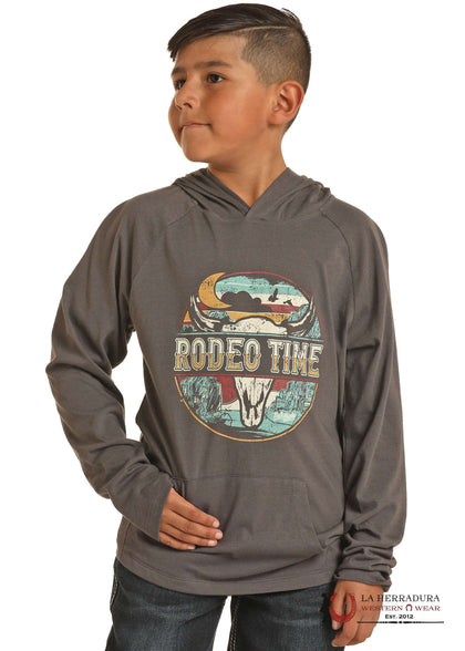 ROCK&ROLL KIDS  -BOYS CHARCOAL DALE GRAPHIC HOODIE RRBT94R068
