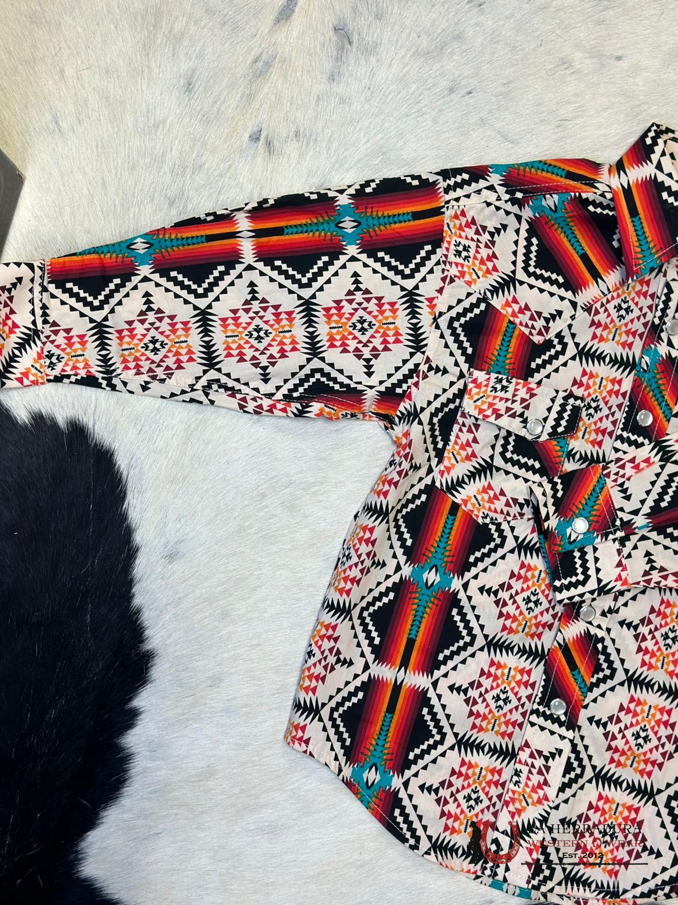 Rock & Roll Aztec Shirt Red/Beige Niños