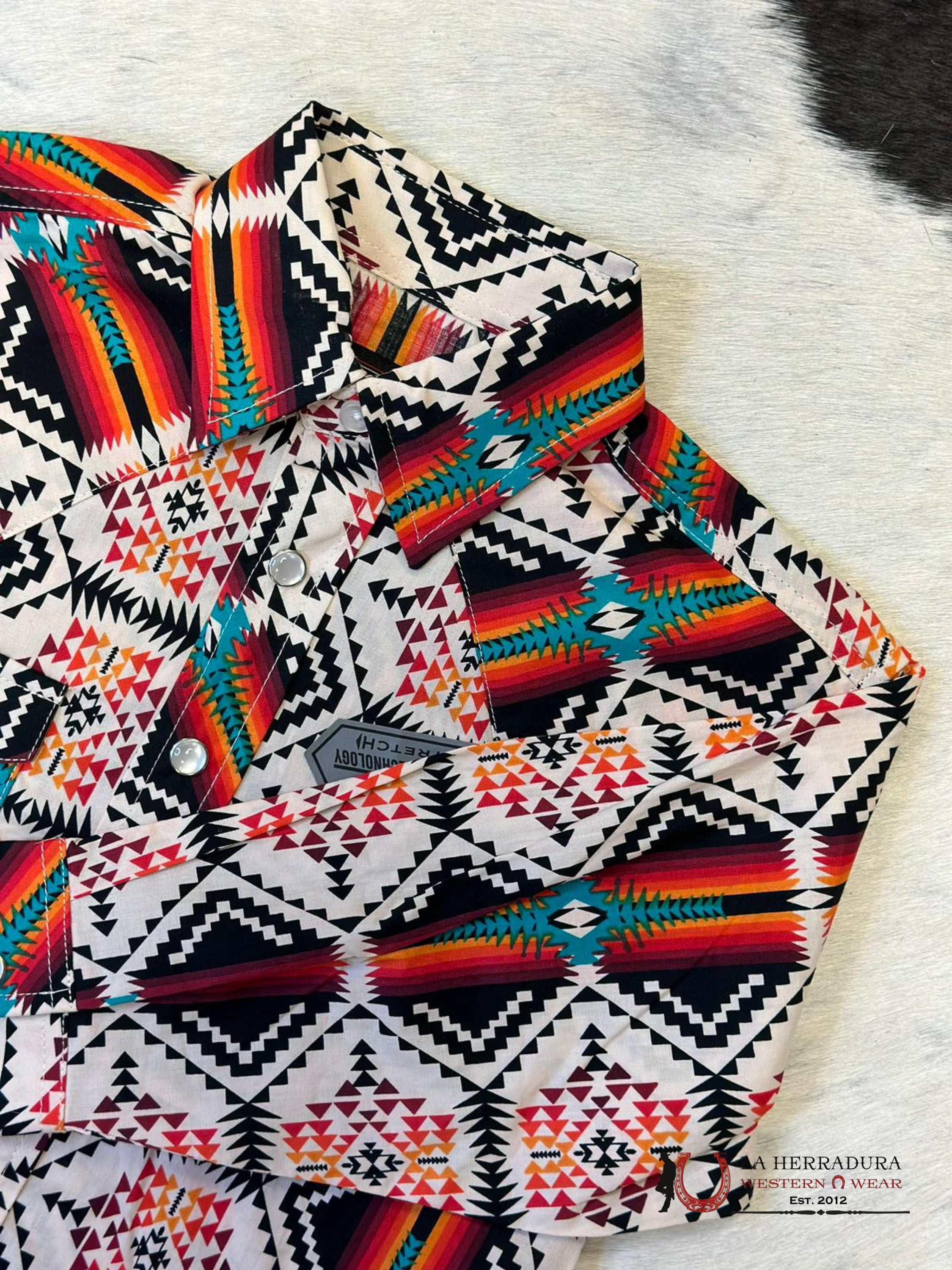 Rock & Roll Aztec Shirt Red/Beige Niños