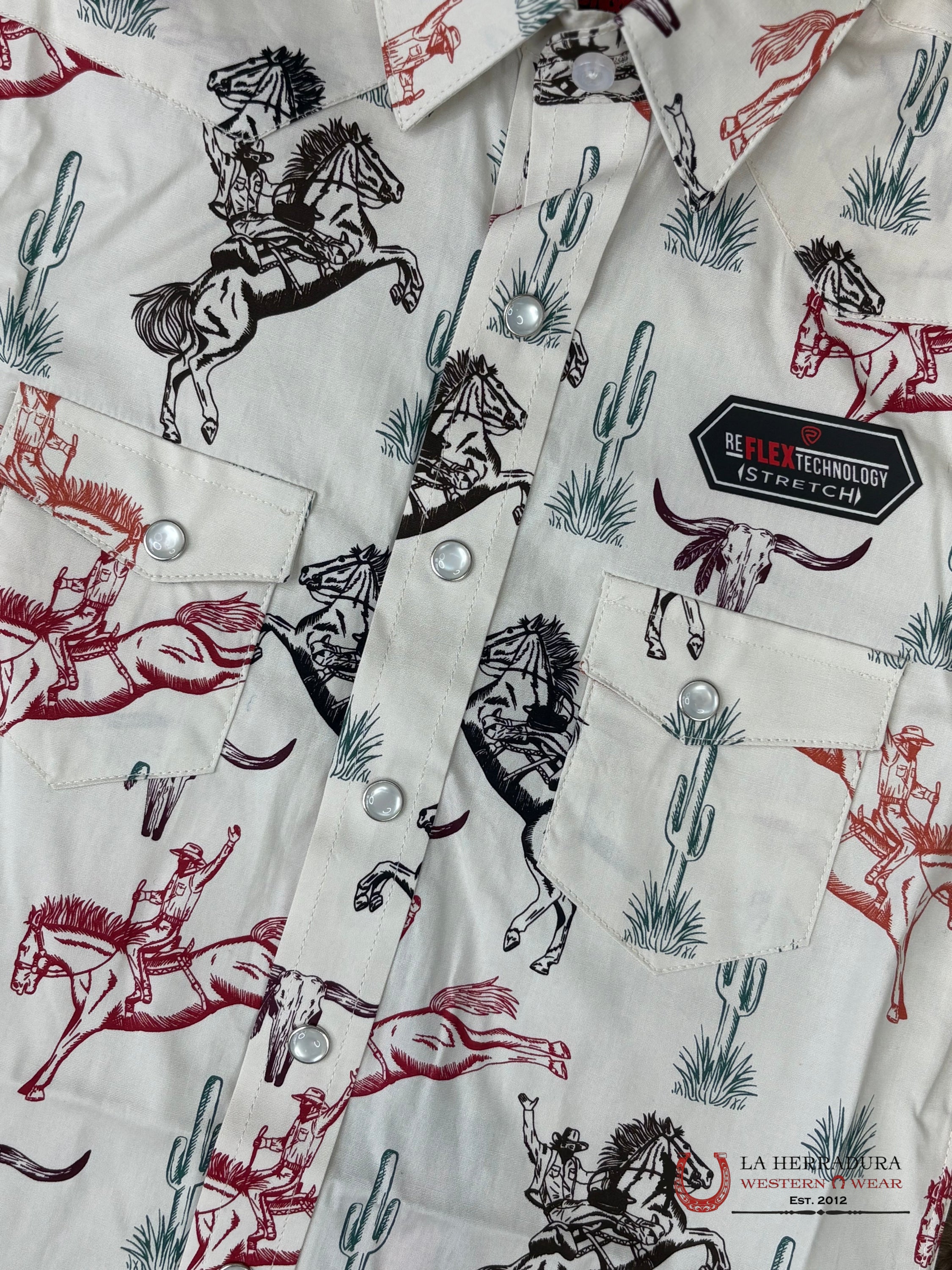 Rock&Roll Natural Begie Long Sleeve Shirt With Horse Print Boys - 5848 NIÑOS