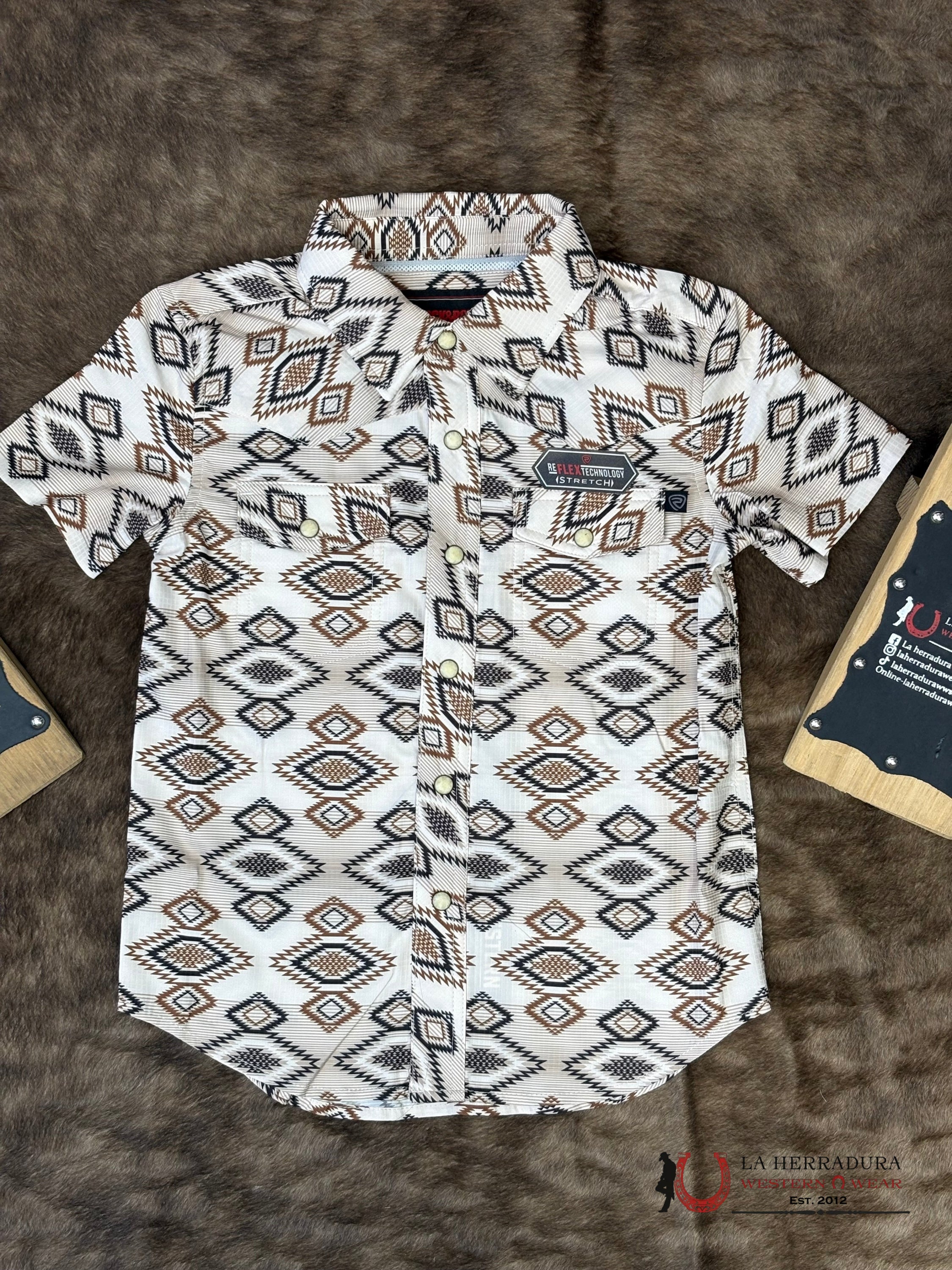 ROCK&ROLL NATURAL AZTEC PRINT SHORT SLEEVE SHIRT BOYS NIÑOS
