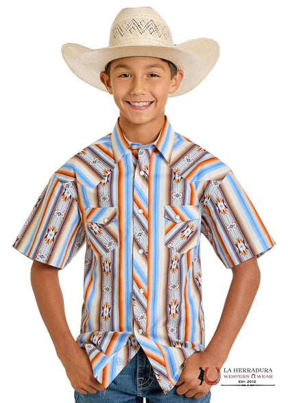 ROCK&ROLL KIDS -NIÑOS NARANJA RR RAYAS AZTECA MANGA CORTA BOTONES BBN3S06498