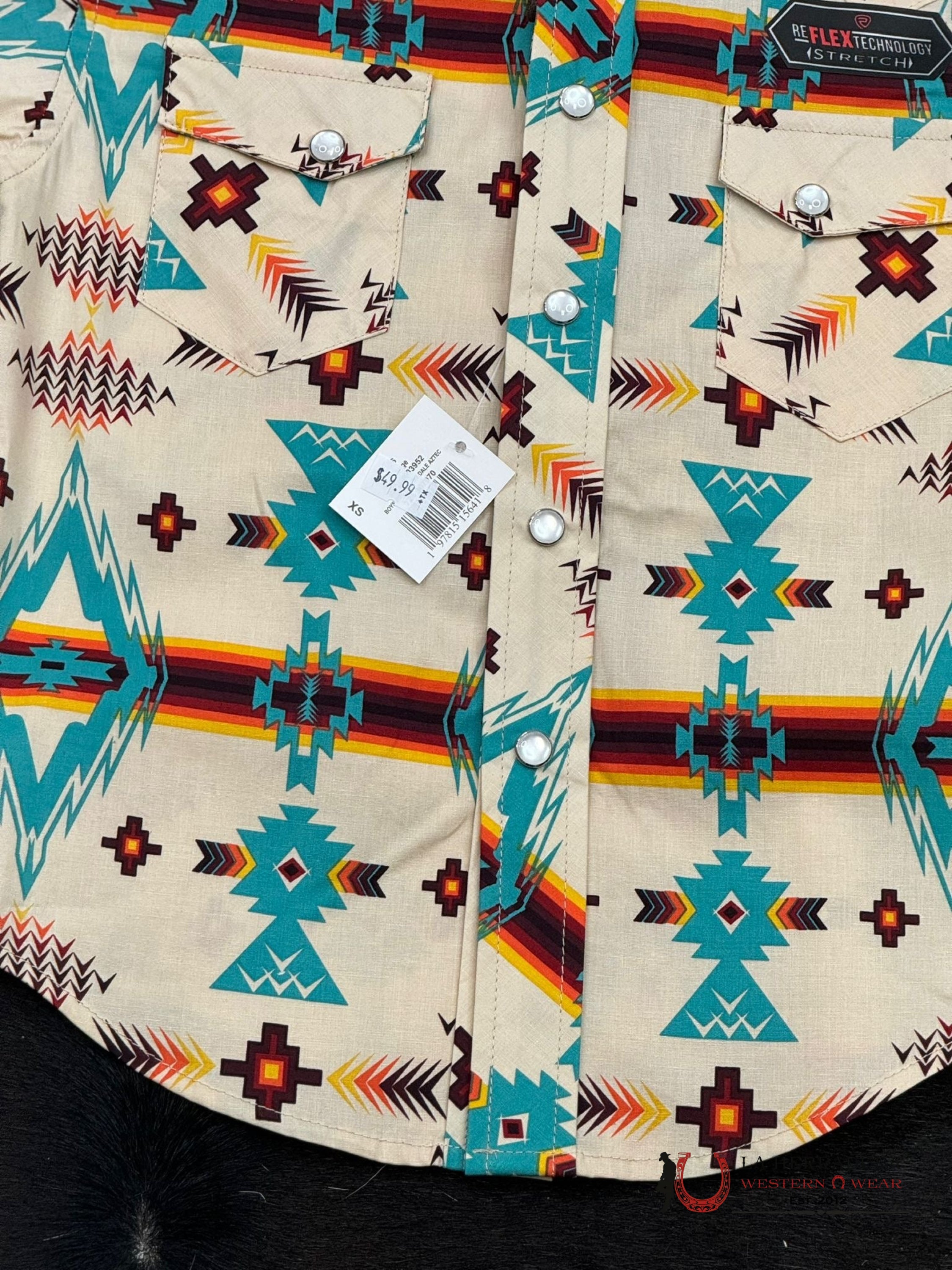 Rock&Roll Boys Dale Aztec Orange Snap Short Sleeve Niños