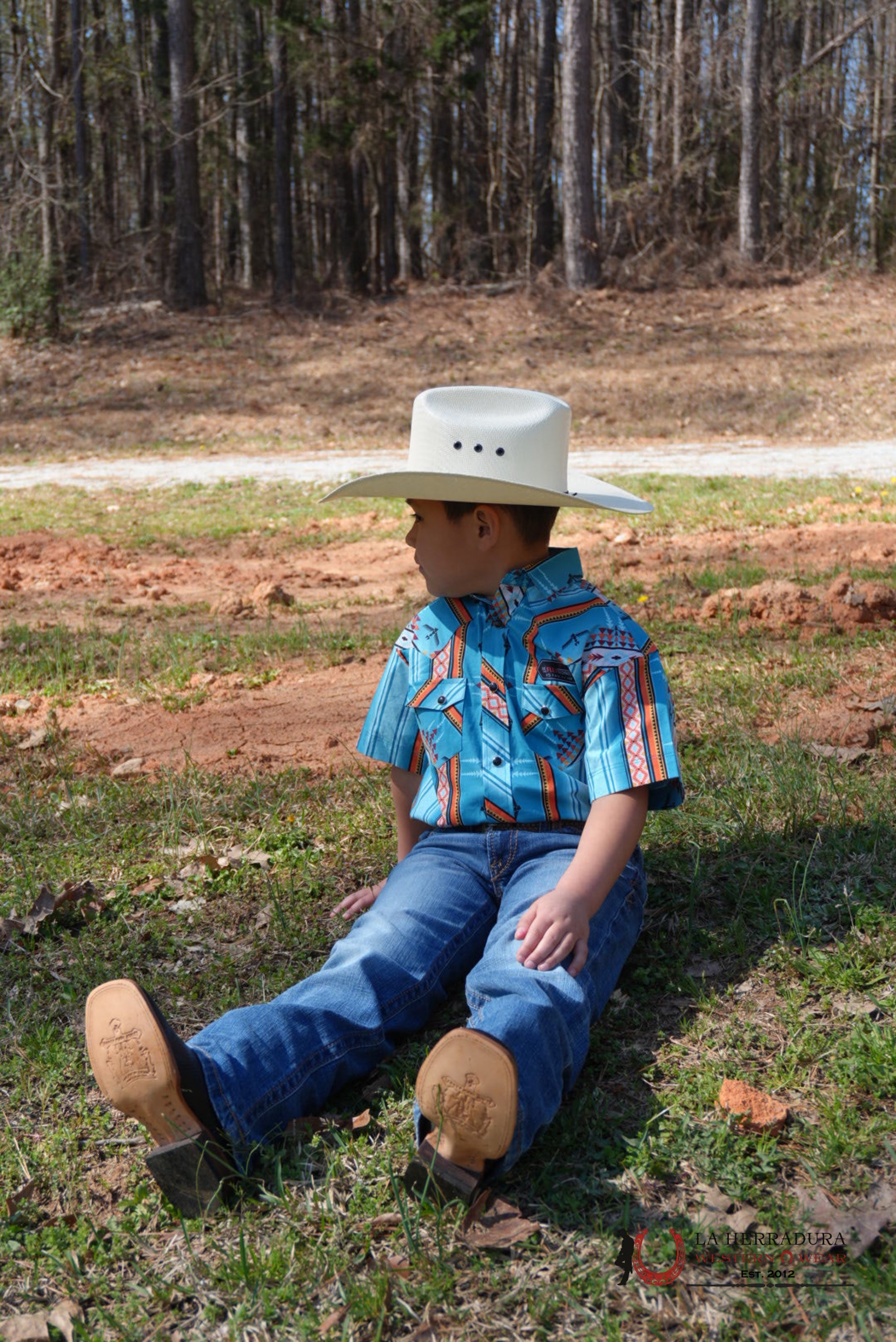 ROCK&ROLL BOYS BLUE AZTEC SNAP SHORT SLEEVE SHIRT 3945 NIÑOS