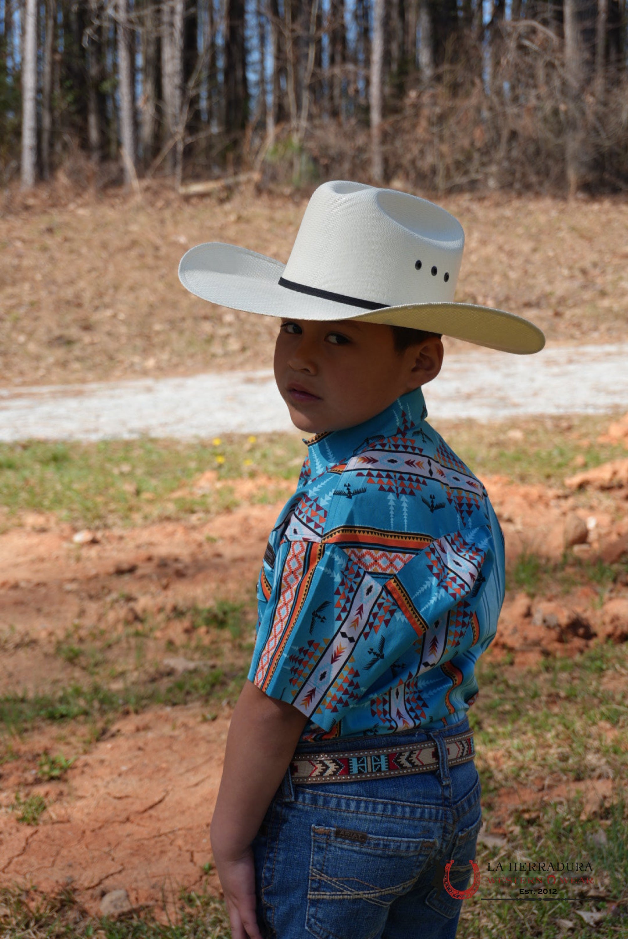 ROCK&ROLL BOYS BLUE AZTEC SNAP SHORT SLEEVE SHIRT 3945 NIÑOS