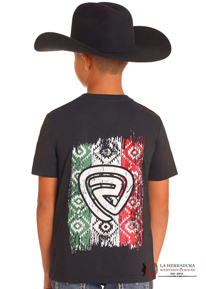 ROCK&ROLL KIDS  -BOYS SS BLACK GRAPHIC TEE BB21T05057