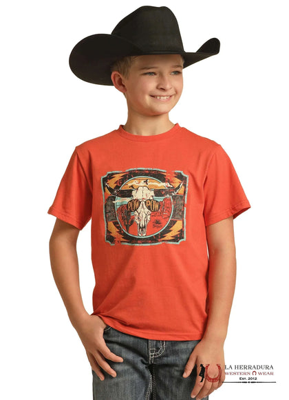 ROCK&ROLL KIDS  -BOYS SS BURNT ORANGE DALE GRAPHIC TEE RRBT21R0J0