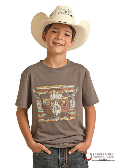 ROCK&ROLL KIDS  -BOYS SS CHARCOAL DALE GRAPHIC TEE RRBT21R12N