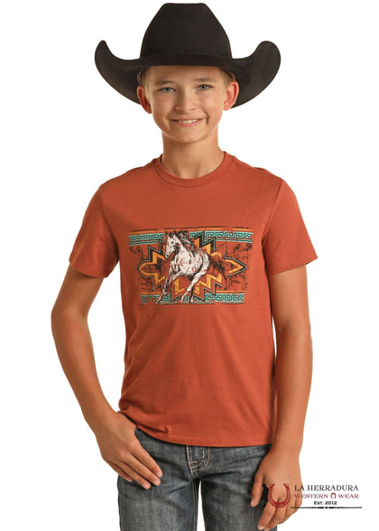 ROCK&ROLL KIDS  -BOYS SS RUST RR GRAPHIC TEE BB21T02426