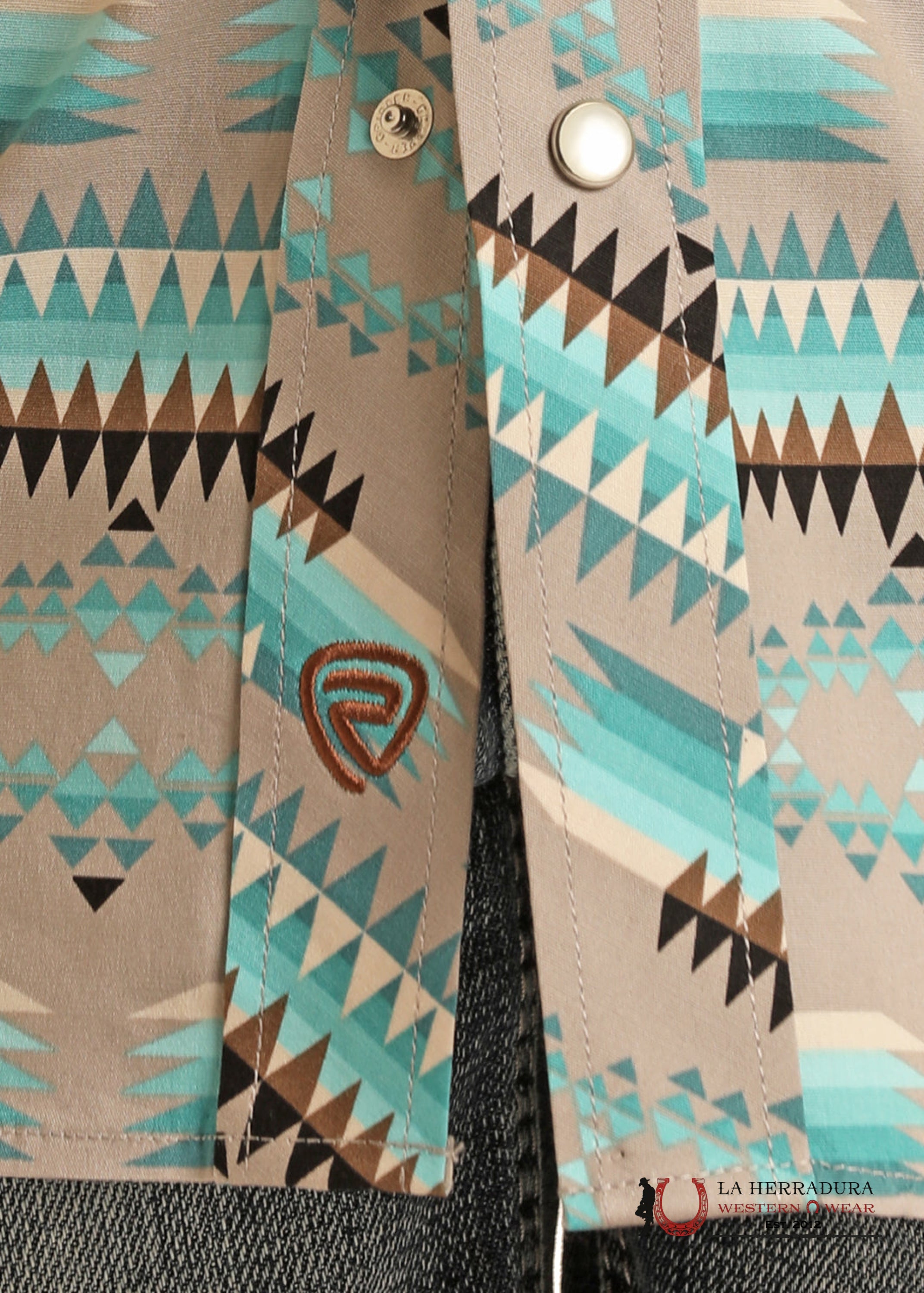 ROCK&ROLL KIDS -BOYS TEAL LS AZTEC WOVEN SNAP RRBSOSR0Q0 NIÑOS