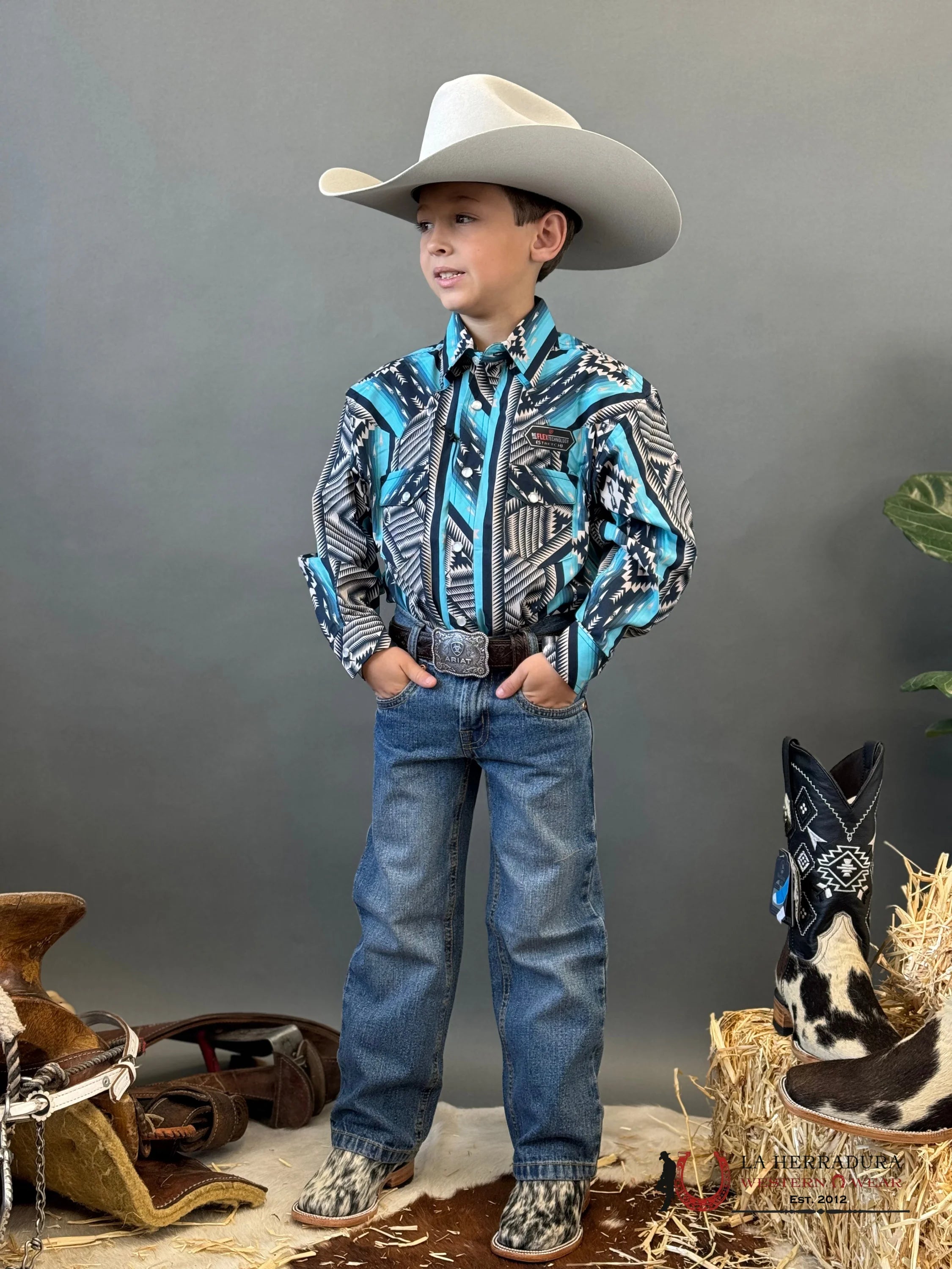 Rock&Roll Aztec Shirt Blue/Black Niños