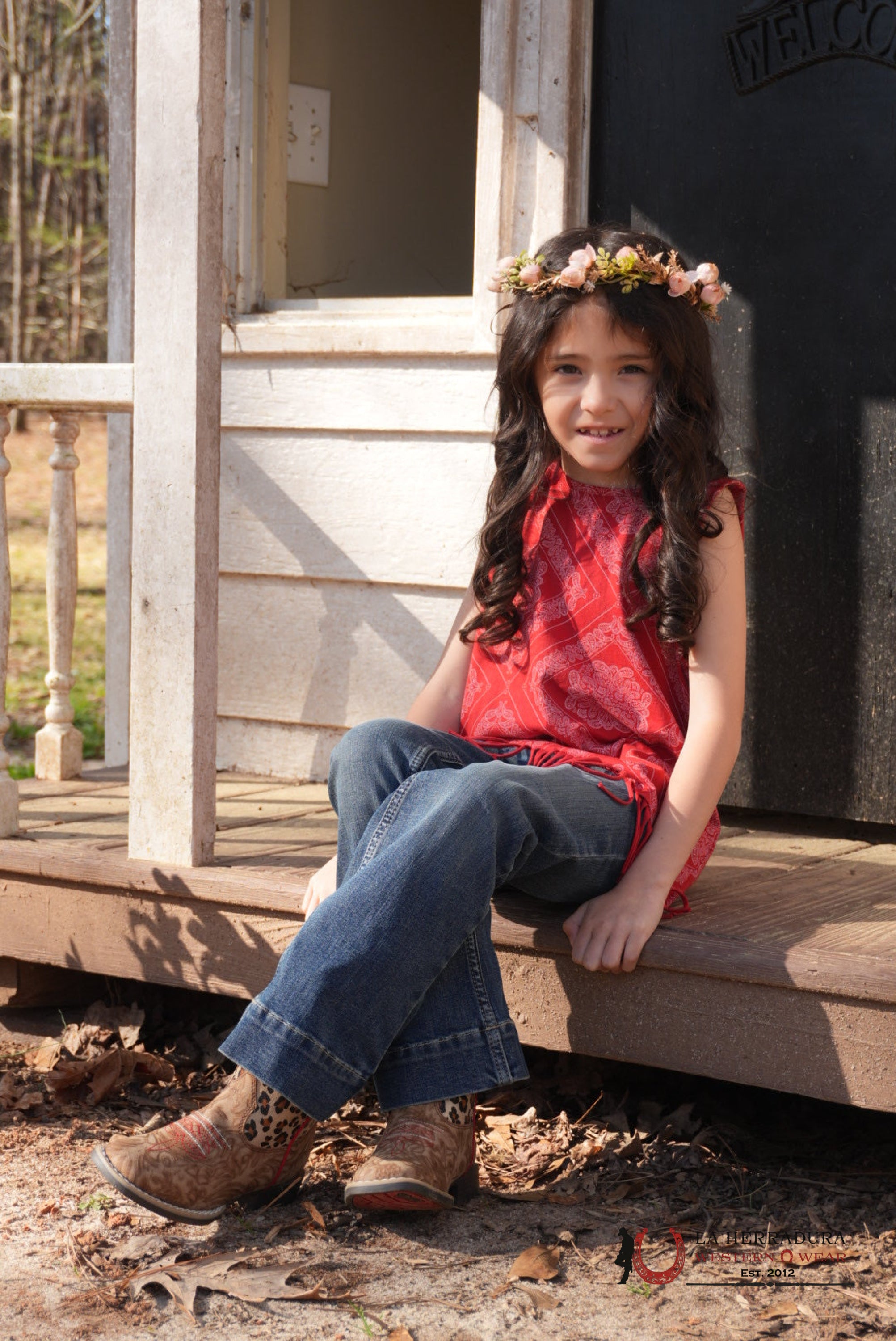 Rock&Roll Red Bandana Print Tank With Fringe NIÑOS
