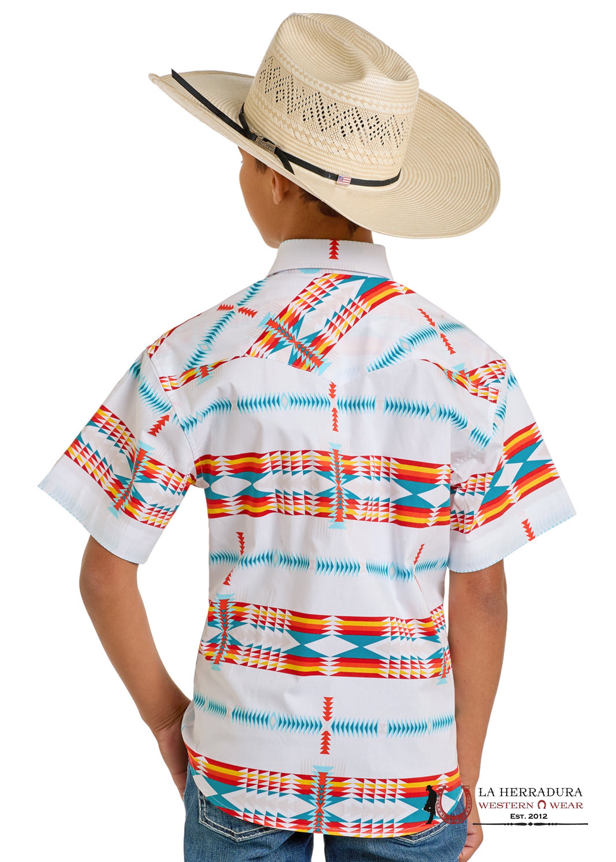 ROCK&ROLL KIDS SHORT SLEEVE WHITE AZTEC PRINT BBN3S06488 NIÑOS