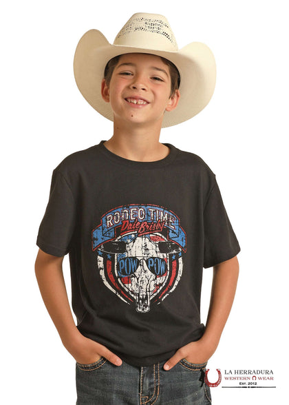 ROCK&ROLL KIDS TSHIRT -BOYS BLACK DALE GRAPHIC TEE SS RRBT21R12R