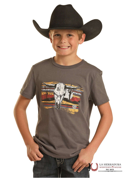 ROCK&ROLL KIDS TSHIRT -BOYS CHARCOAL RR GHAPHIC TEE SS BB21T02425