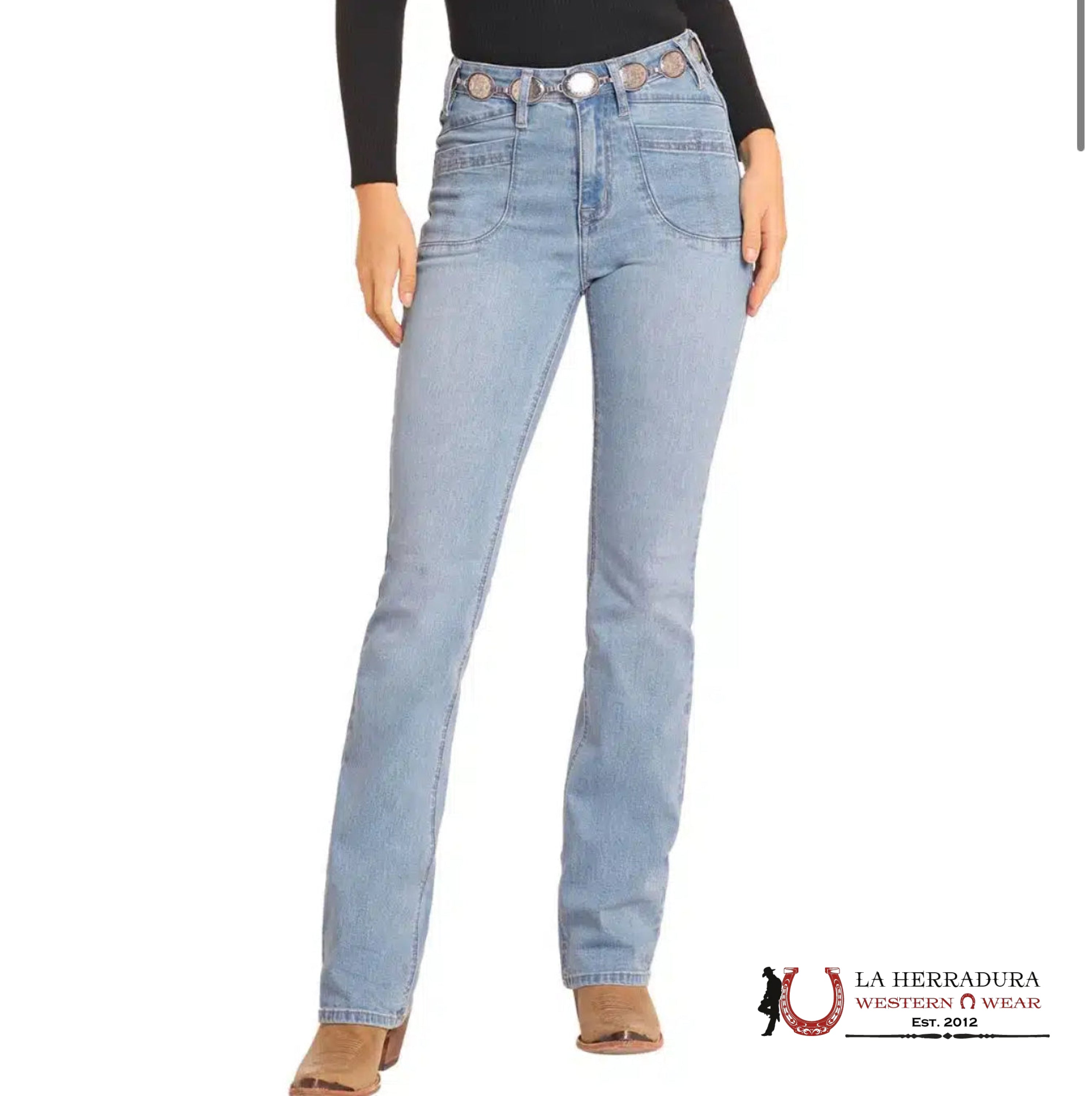 ROCK&ROLL LIGHT WASH DETAIL POCKET HIGH RISE BOOT BW4HD04766 ROCK&ROLL JEANS WOMEN