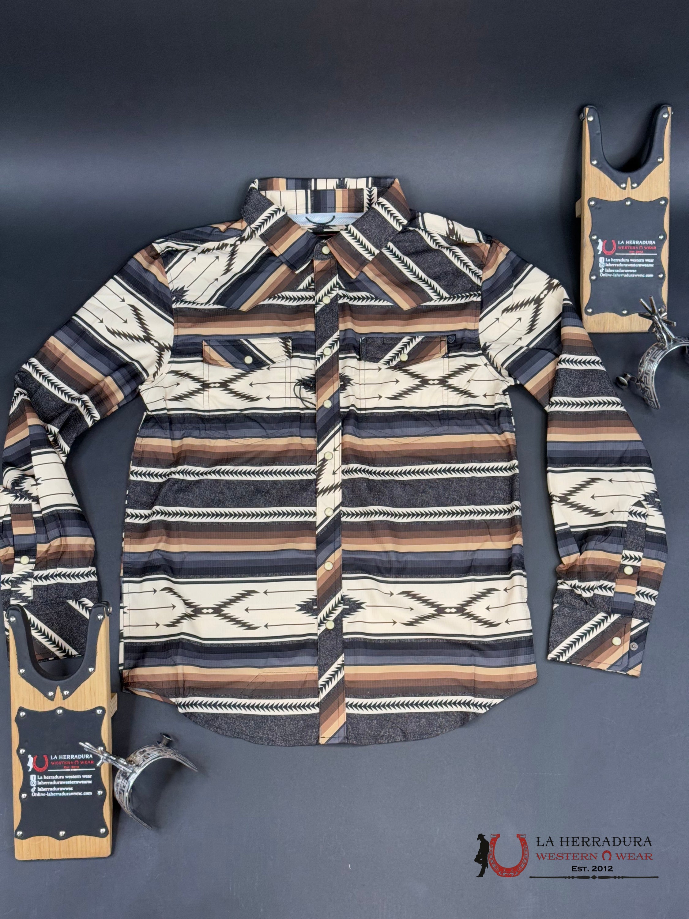 Rock&Roll Long Sleeve Charcoal Aztec Brown Ropa Hombres