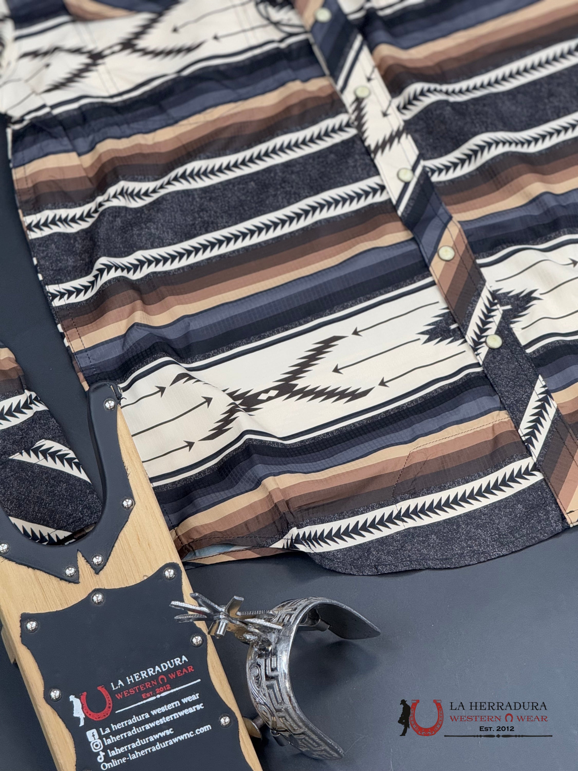 Rock&Roll Long Sleeve Charcoal Aztec Brown Ropa Hombres