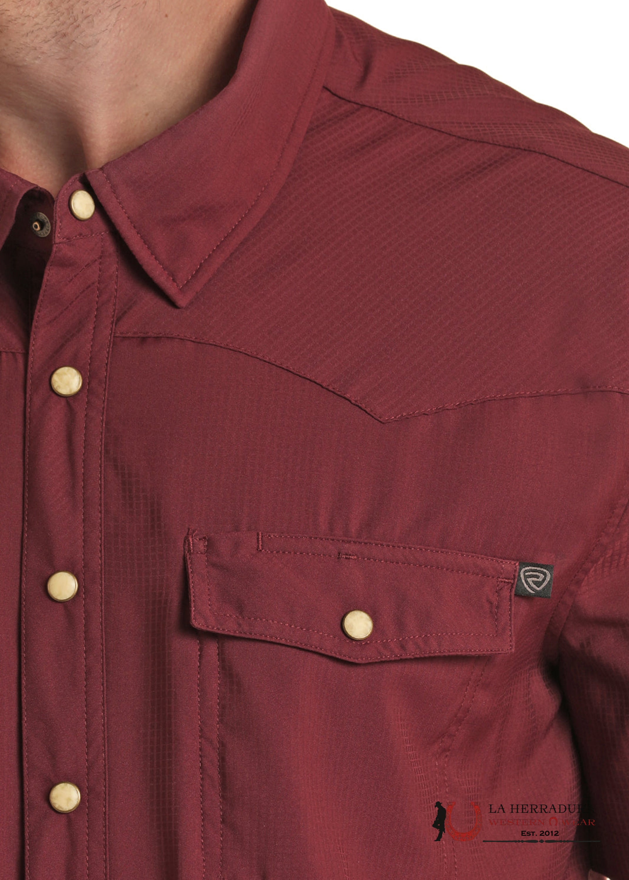 ROCK&ROLL MAROON TEK SOLID RIPSTOP SNAP SHIRT SLEEVE BMN3S02400 ROPA HOMBRES