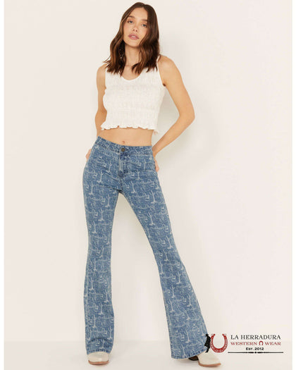 ROCK&ROLL MEDIUM WASH DESERT PRINT BUTTON FLARE- RRWD6PR17C