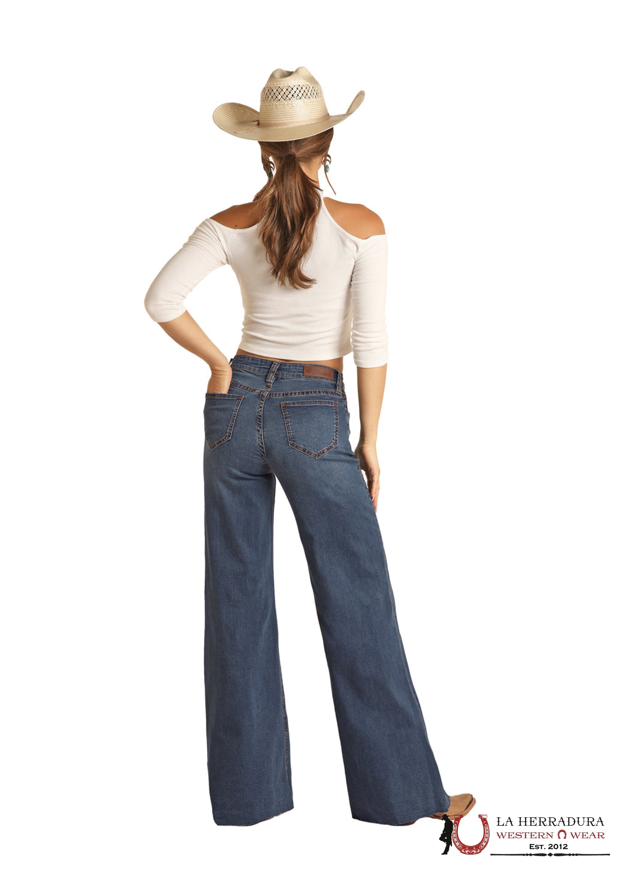 ROCK&ROLL MEDIUM WASH FRONT SEAM PALAZZO FLARE RRWD8HR0SA ROCK&ROLL JEANS WOMEN