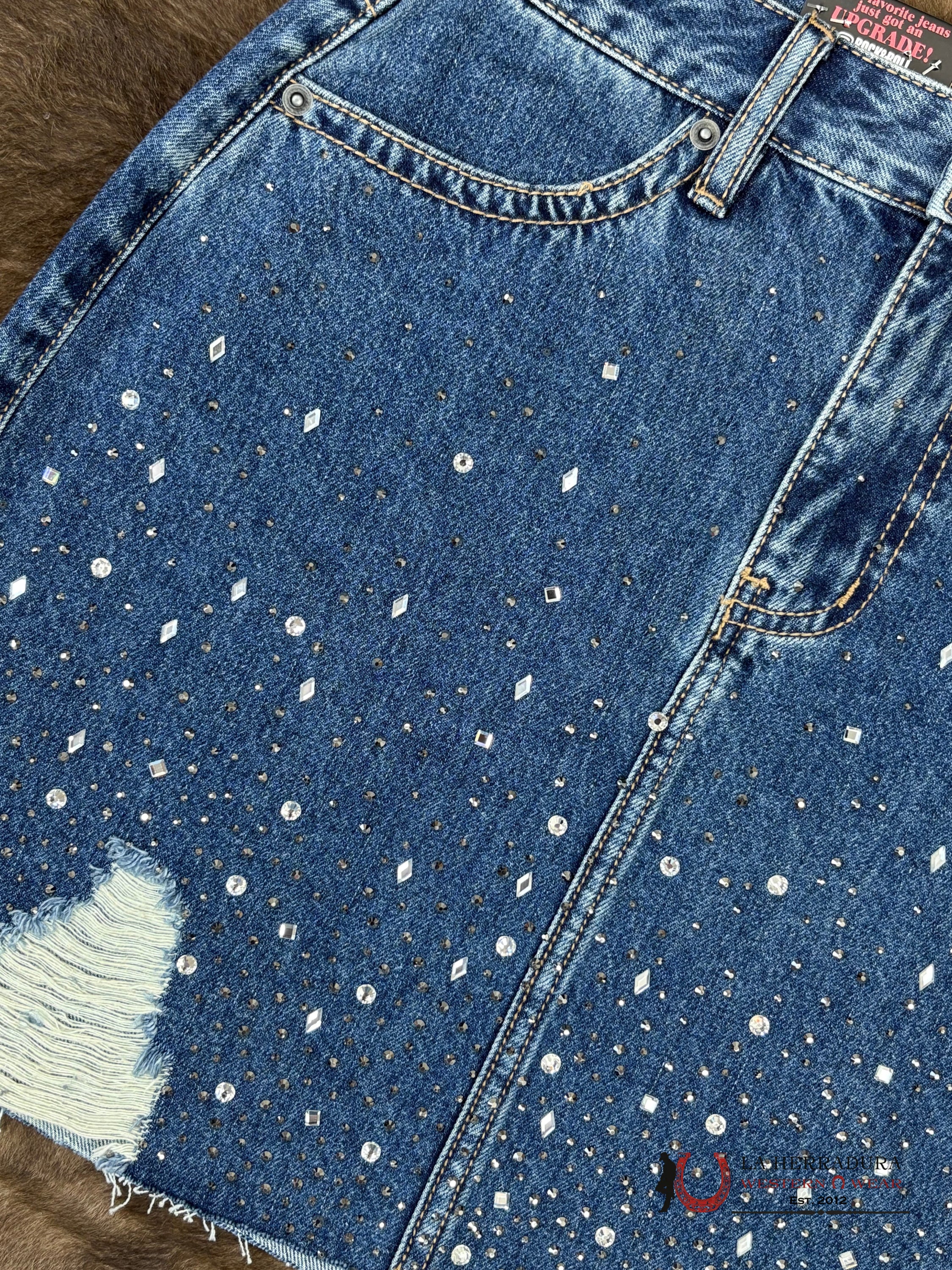 Rock&Roll Medium Wash Studded Skirt Women ROPA MUJERES