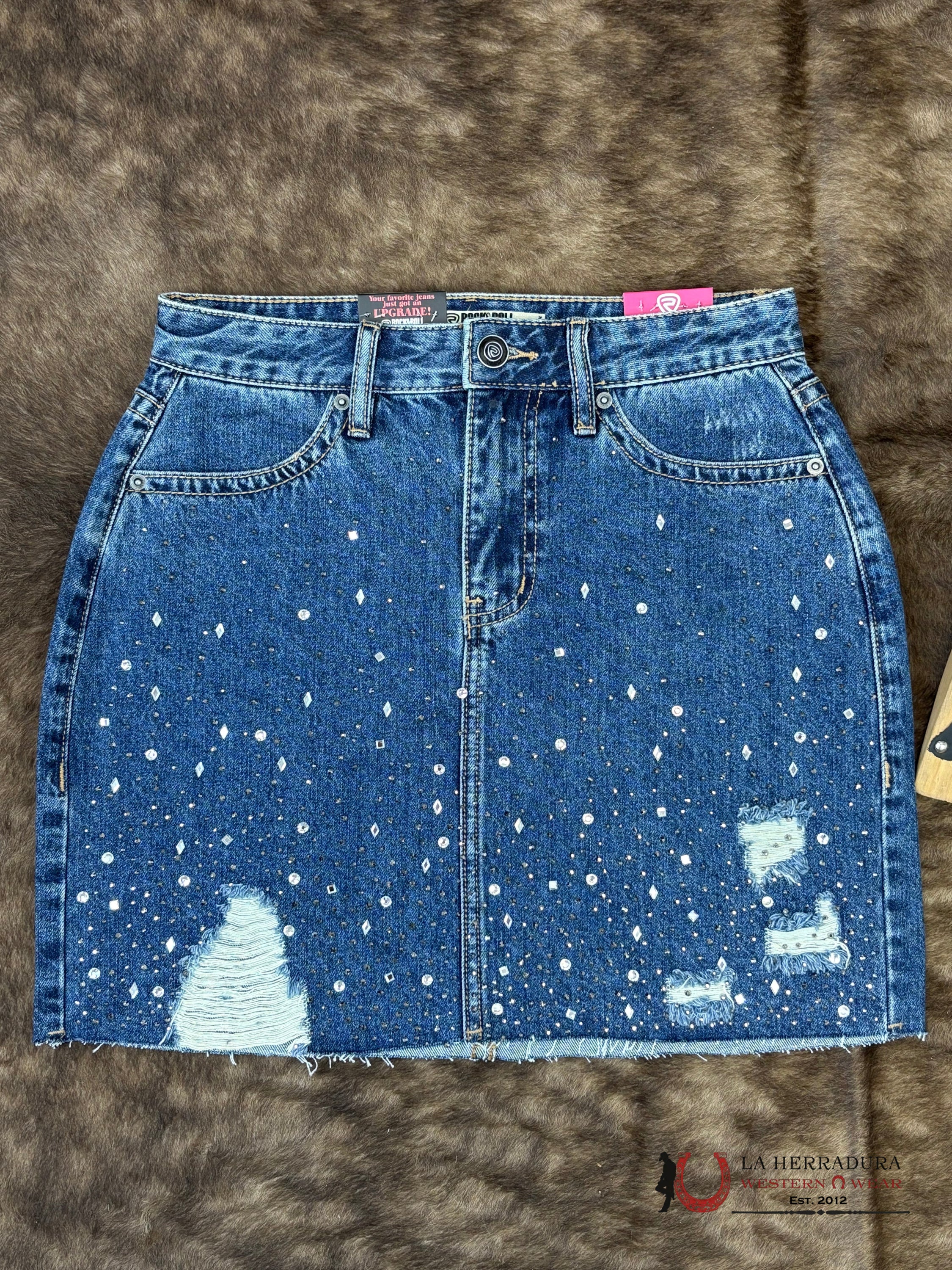 Rock&Roll Medium Wash Studded Skirt Women ROPA MUJERES