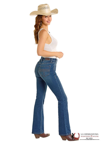 JEANS DE MUJER ROCK&ROLL BOTÍN DE TIRO ALTO BICOLOR LAVADO MEDIO BW4HD07031