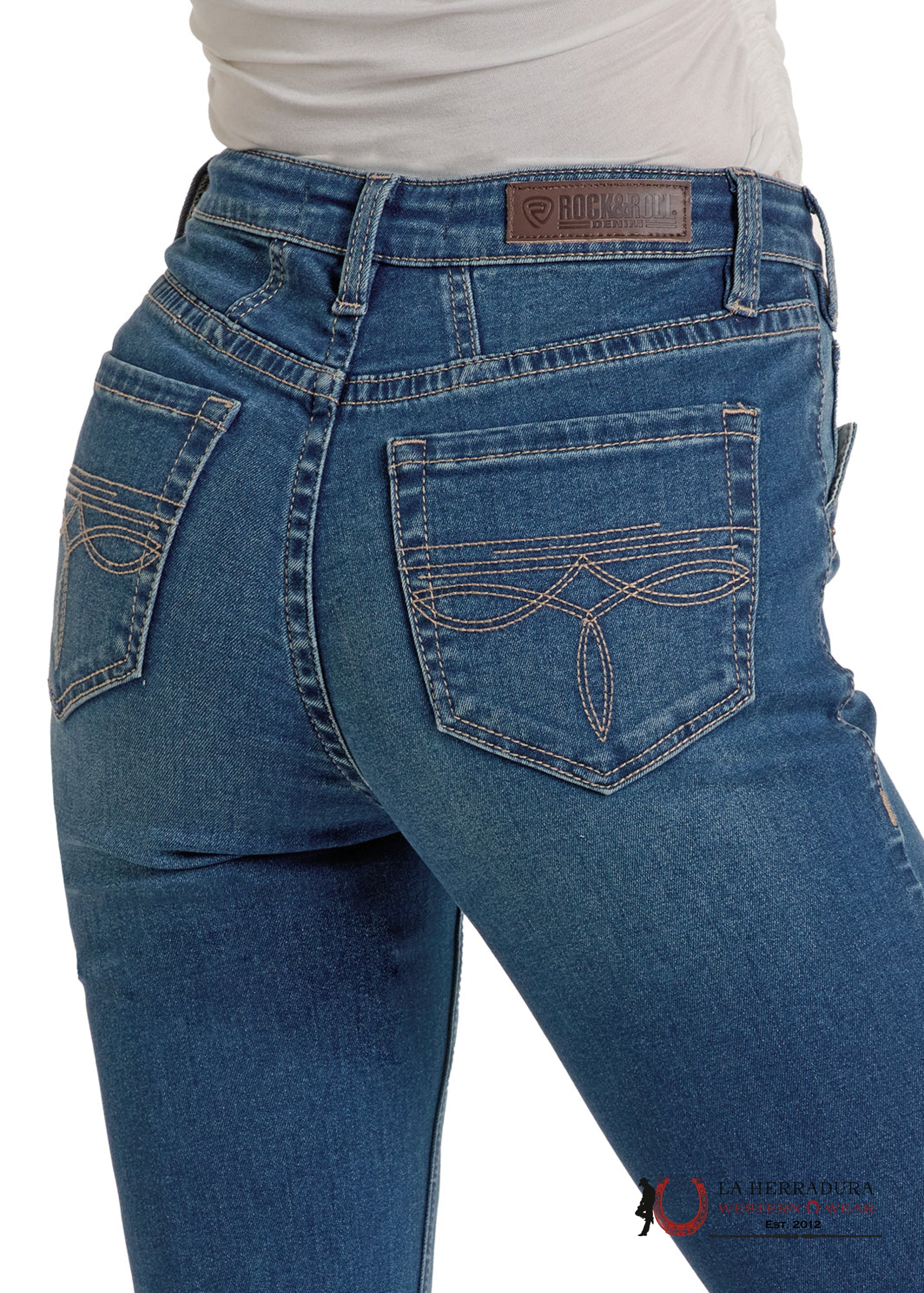 ROCK&ROLL MÉDIUM WASH TWO TONE HIGH RISE BOOT WOMEN JEANS BW4HD07031 ROCK&ROLL JEANS WOMEN