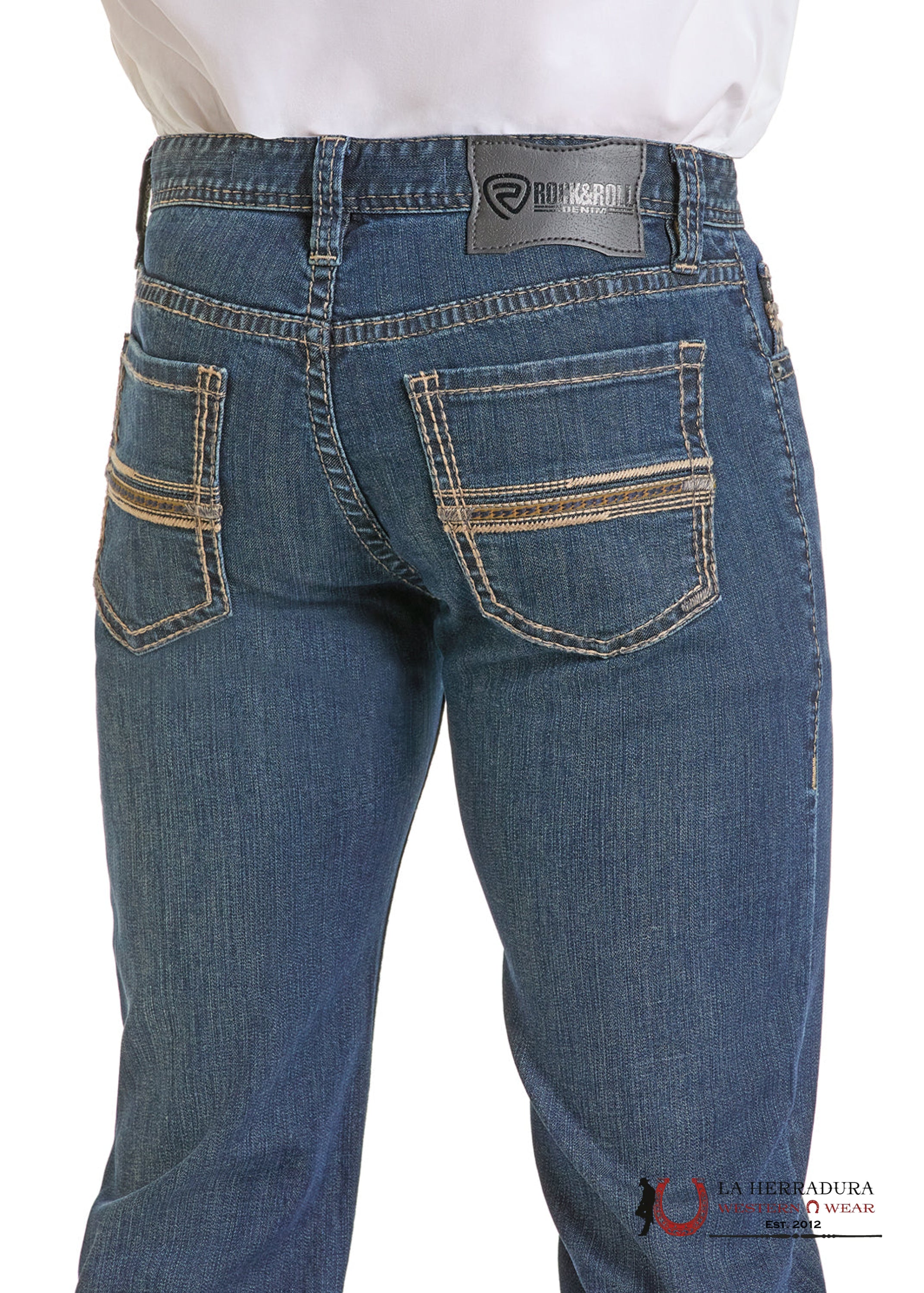 ROCK&ROLL MEN JEANS DARK VINTAGE STRAIGHT EMB REVOLVER BM1RD06704 ROPA HOMBRES