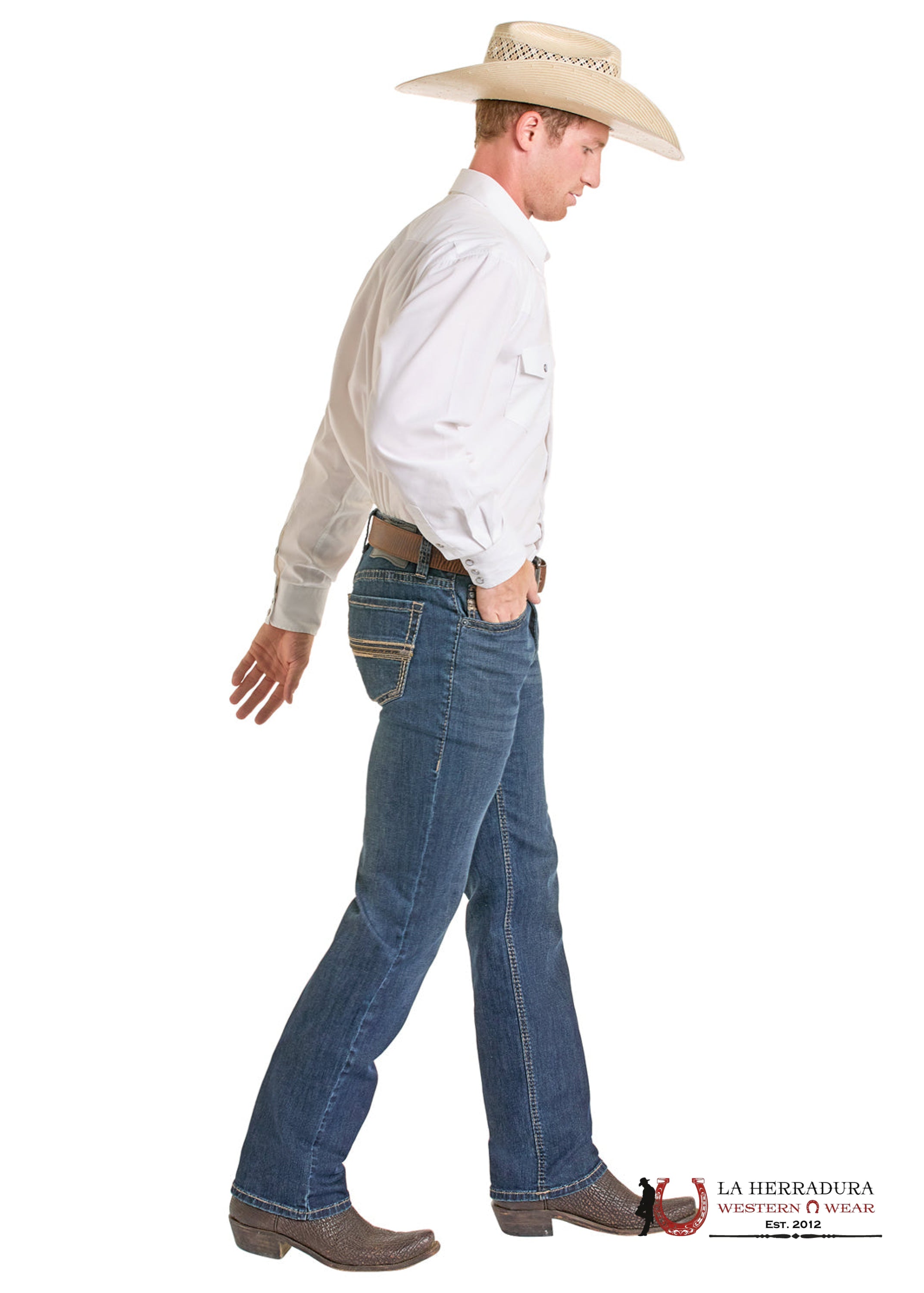 ROCK&ROLL MEN JEANS DARK VINTAGE STRAIGHT EMB REVOLVER BM1RD06704 ROPA HOMBRES