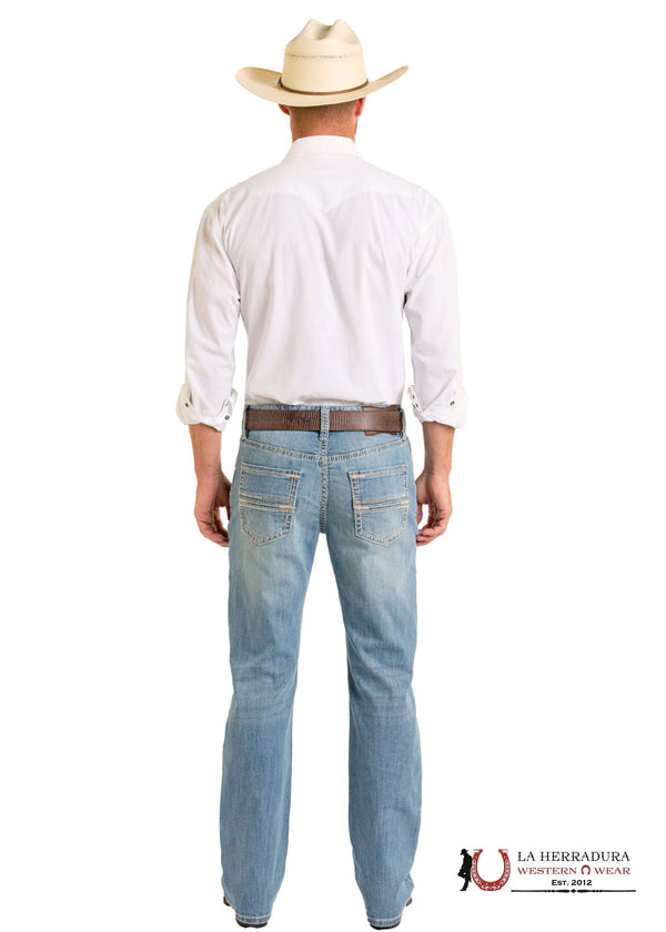 JEANS HOMBRE ROCK&ROLL AZUL MEDIO VINTAGE BORDADO DE PUNTOS DB CORTE BOTA BM0DD06687
