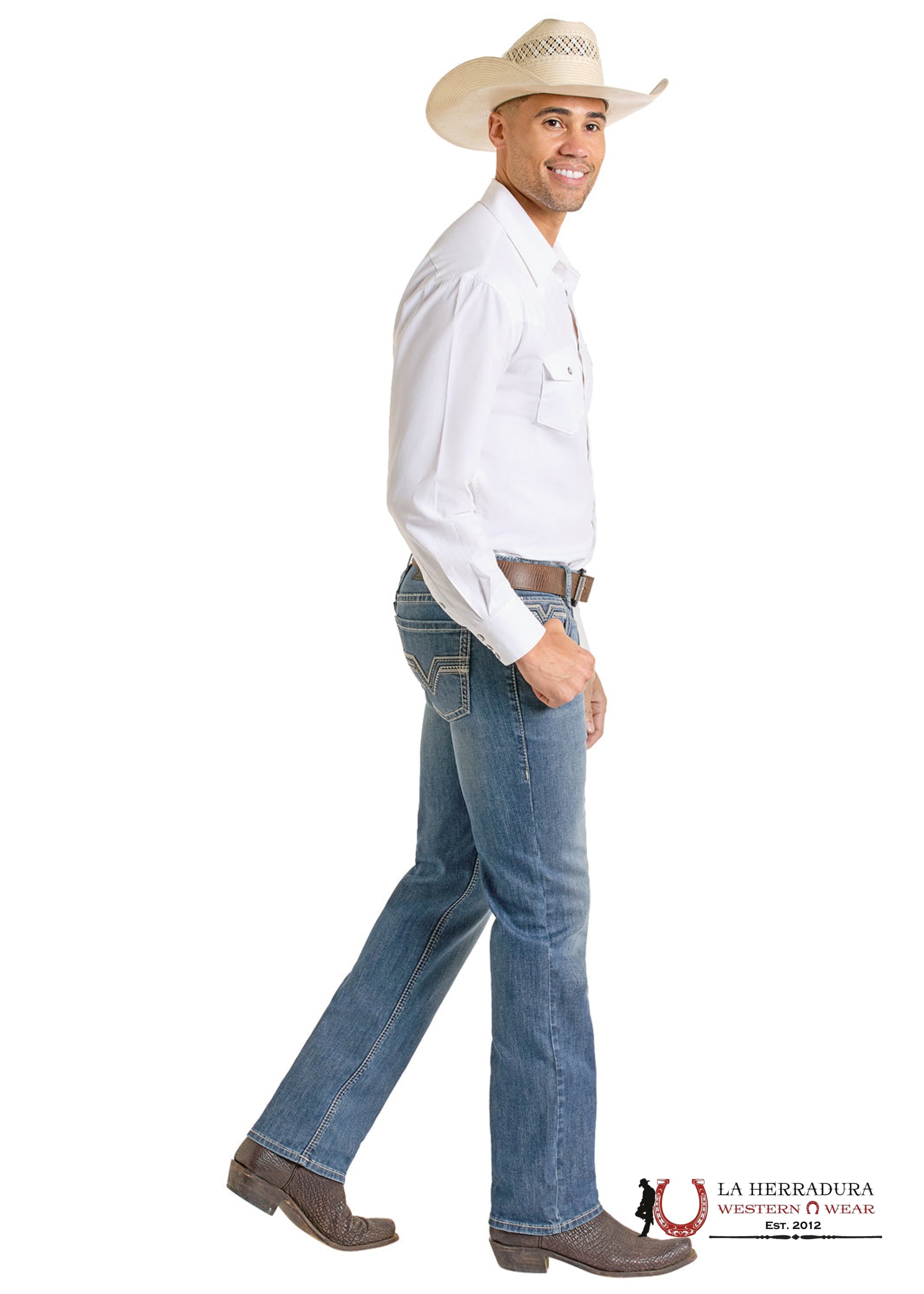 ROCK&ROLL MEN JEANS MEDIUM VINTAGE GREY PLEATHER EMB BM1RD06707 ROPA HOMBRES