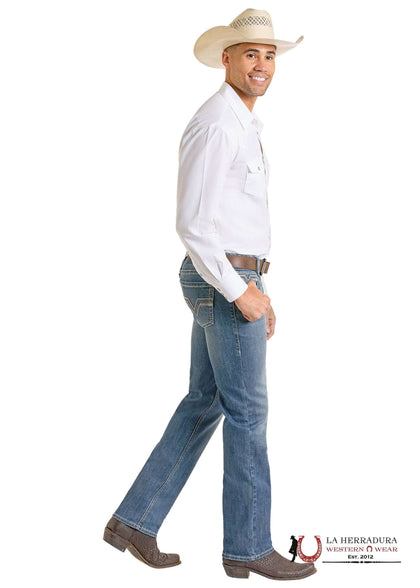 ROCK&ROLL MEN JEANS MEDIUM VINTAGE GREY PLEATHER EMB BM1RD06707