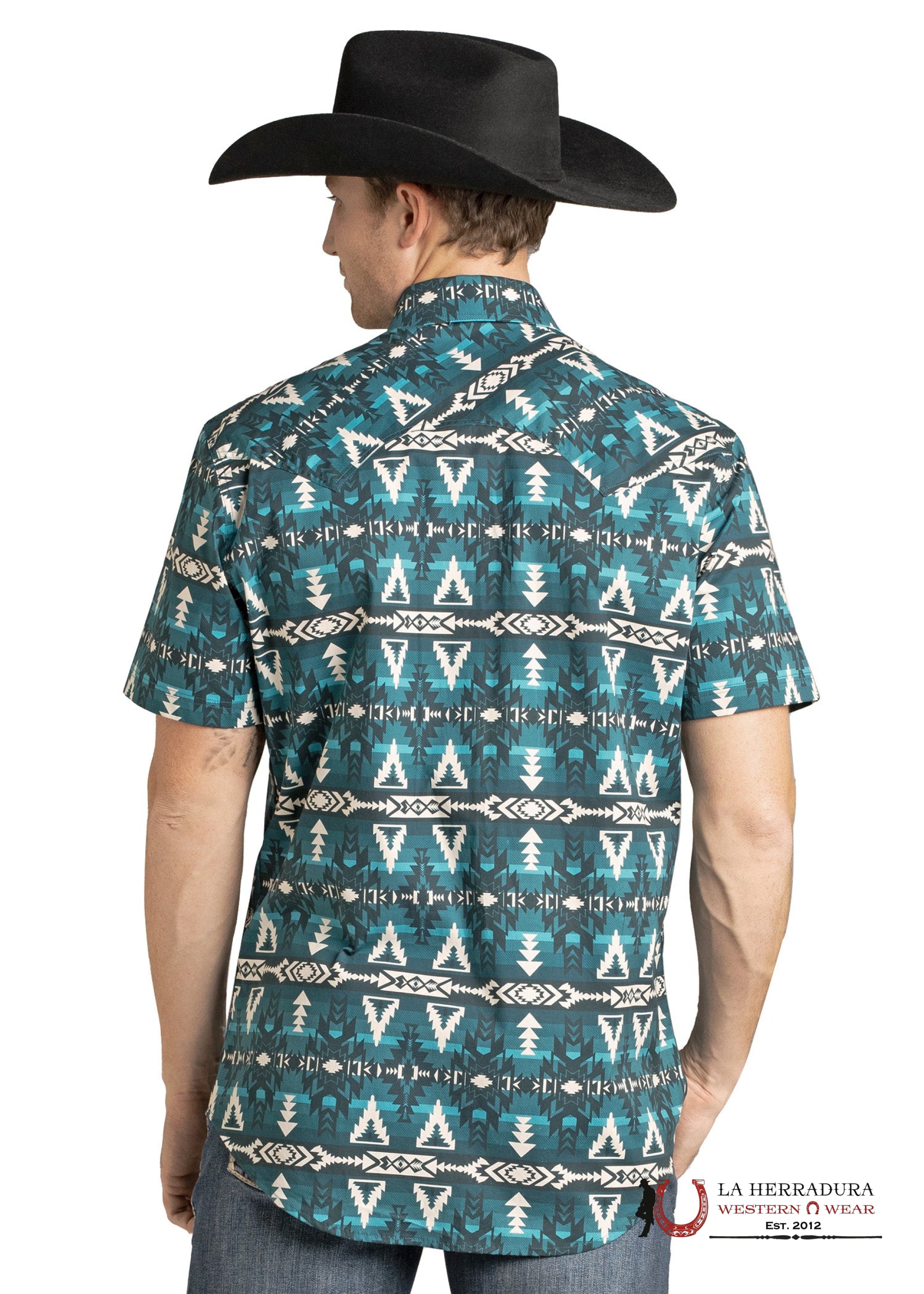 ROCK&ROLL MEN TURQUOISE RR AZTEC PRINT SS SHIRT SHORT SNAP BMN3S07152 ROPA HOMBRES