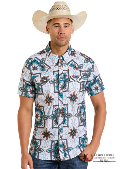 CAMISA MANGA CORTA AZTECA BLANCO OSCURO PARA HOMBRE ROCK&ROLL - BMN3S06430