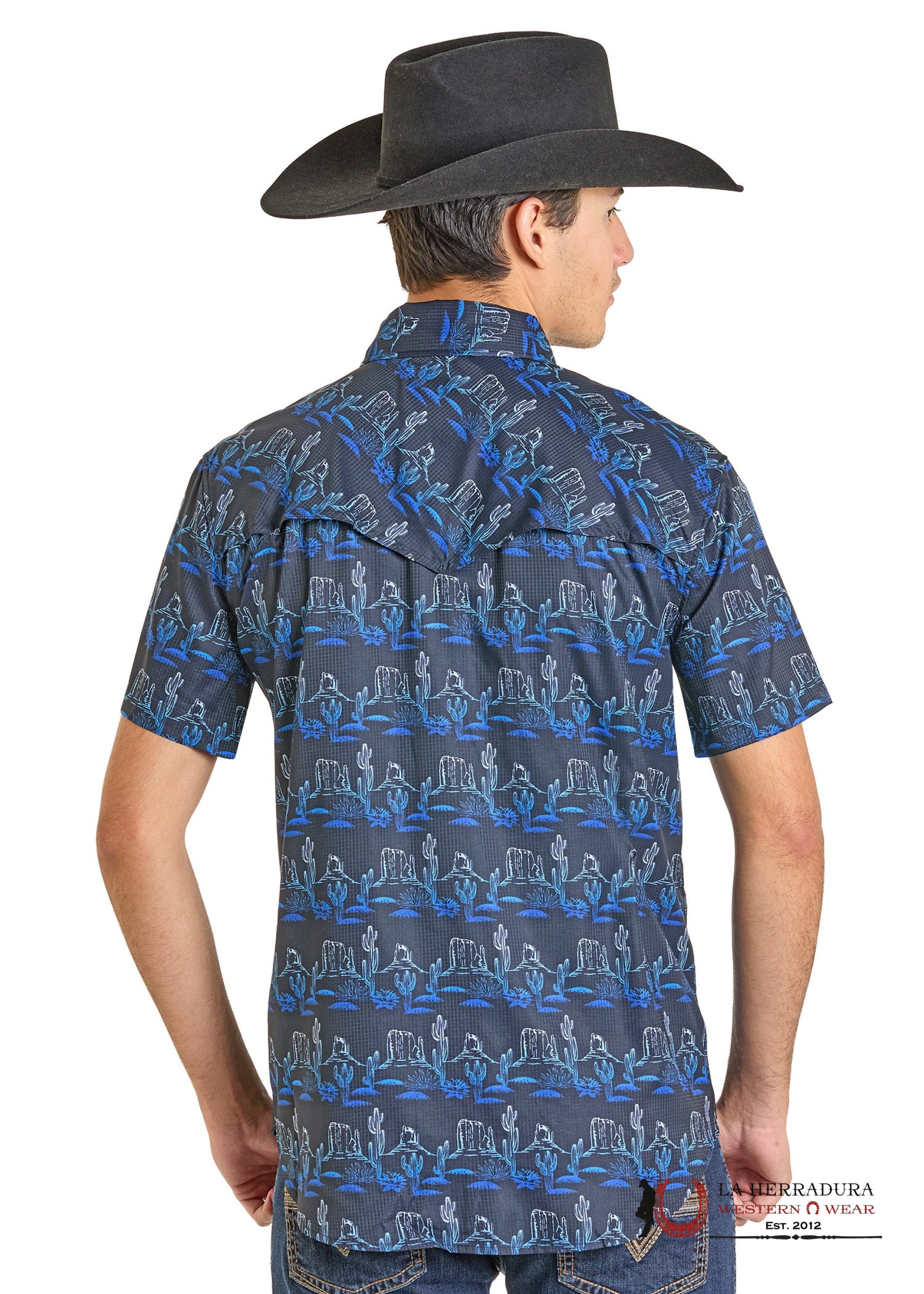 Rock&Roll Mens Navy Geo Short Sleeve Shirt- BMN3S07178 ROPA HOMBRES