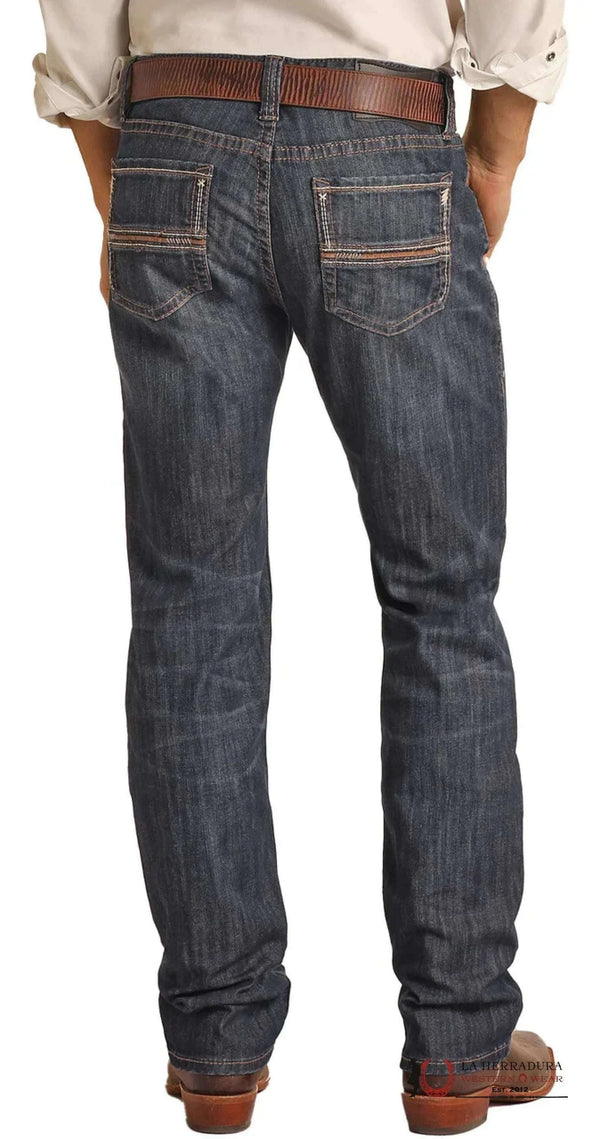 ROCK&ROLL MENS REVOLVER STRAIGHT SLIM BOOT CUT JEANS RRMD1RR0LJ