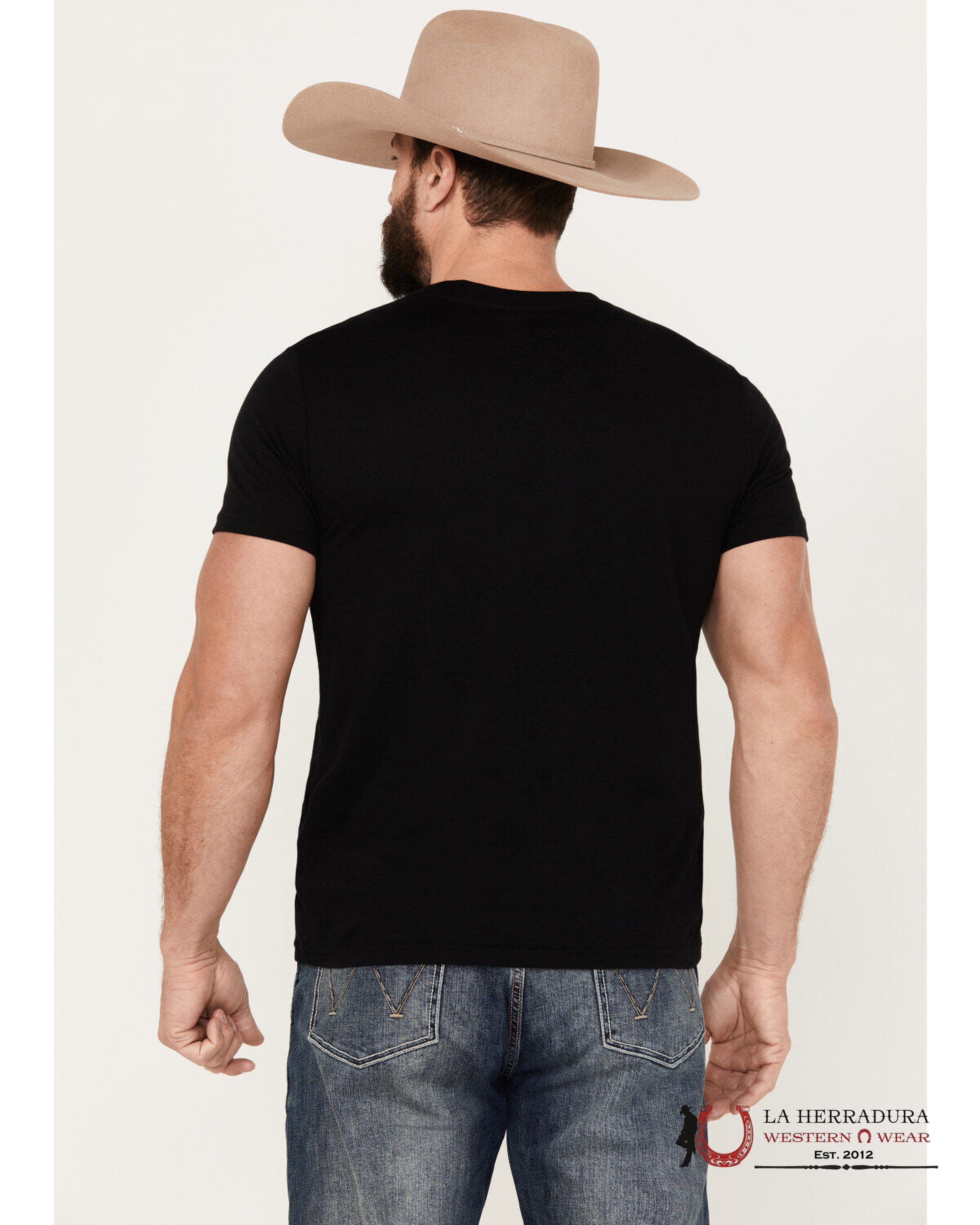 ROCK&ROLL MENS T-SHIRT BLACK LONG HORN SKULL GRAPHIC RRUT21R12H ROPA HOMBRES