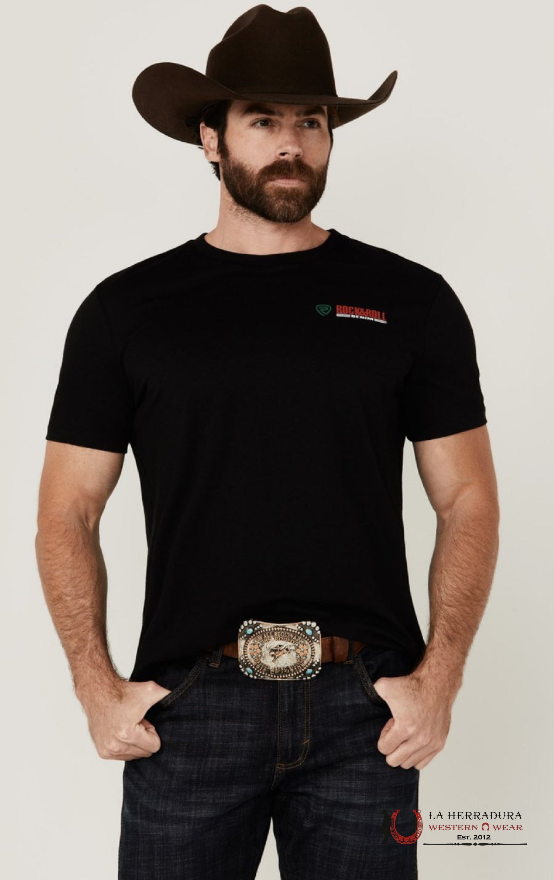 ROCK&ROLL MENS T-SHIRT BLACK MEXICO COLORS LOGO GRAPHIC BU21T05057 ROPA HOMBRES