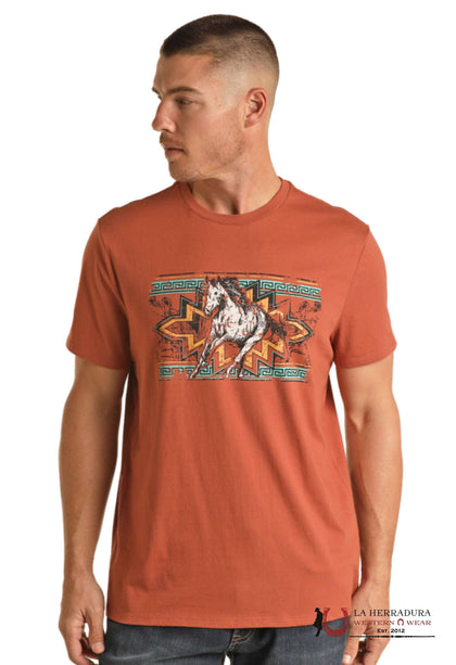 ROCK&ROLL MENS T-SHIRT RUST UNISEX GRAPHIC BU21T02426