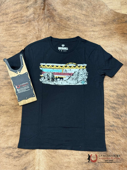 ROCK&ROLL MENS TSHIRT BLACK GRAPHIC TEE p9-3085