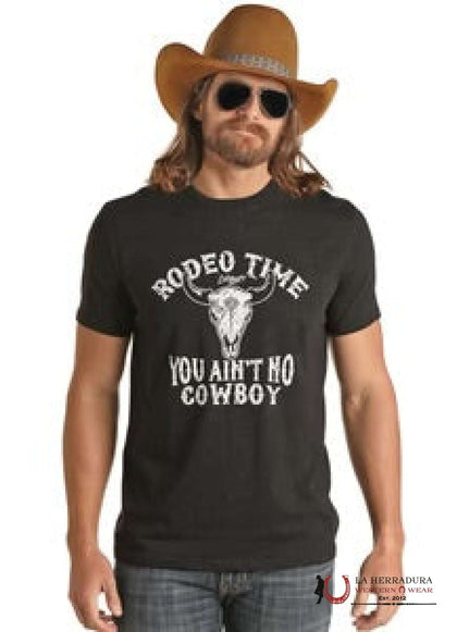 ROCK&ROLL MENS TSHIRT- BLACK TEE W LONGHORN GRAPHIC TEE RRMT21RZM9