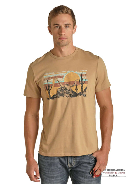ROCK&ROLL MENS TSHIRT- TAUPE RR GRAPHIC TEE RRUT21R12J