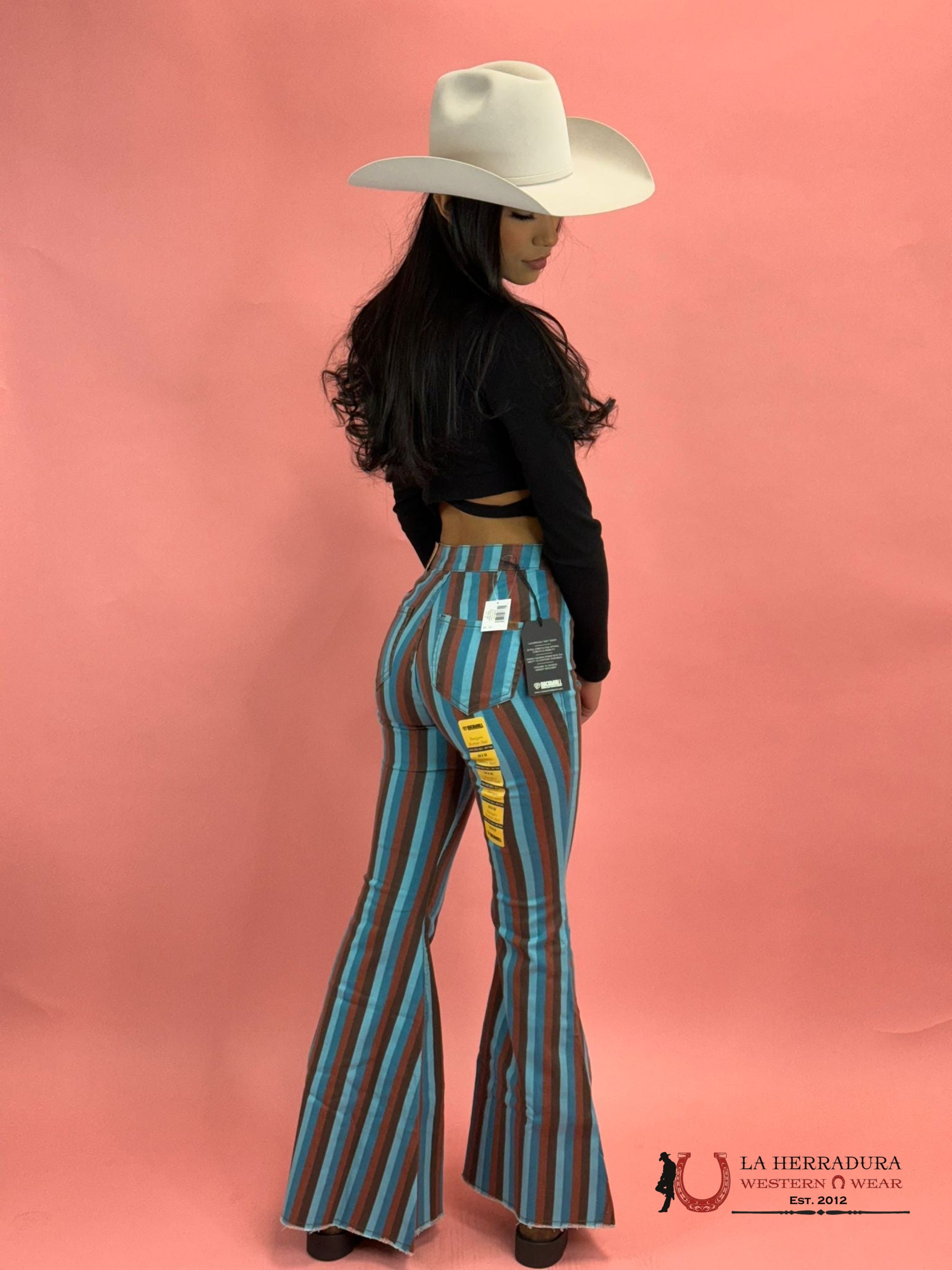 Rock&Roll Multi Stripe Button Bell Jeans Women