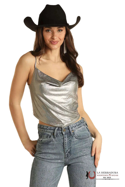 ROCK&ROLL MUY MUY SILVER SLEEVELESS TOP BW20T02764