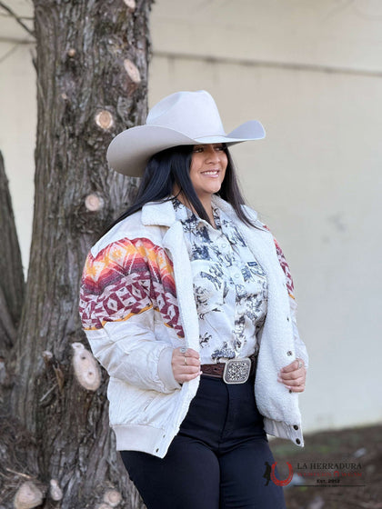 CHAQUETA AZTECA ROCK&ROLL NATURAL CON BORDES