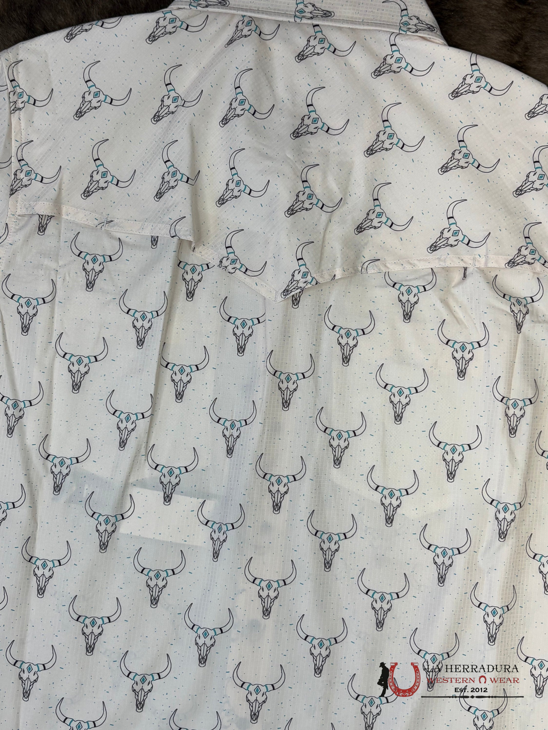 Rock&Roll Natural Begie Short Sleeve With Longhorn Print Shirt Men - 5964 ROPA HOMBRES