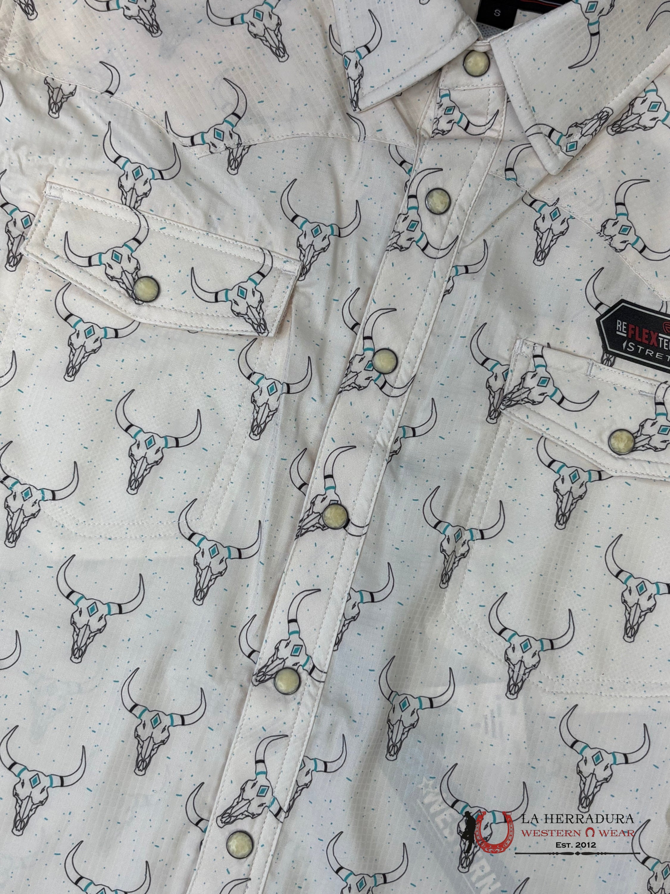 Rock&Roll Natural Begie Short Sleeve With Longhorn Print Shirt Men - 5964 ROPA HOMBRES