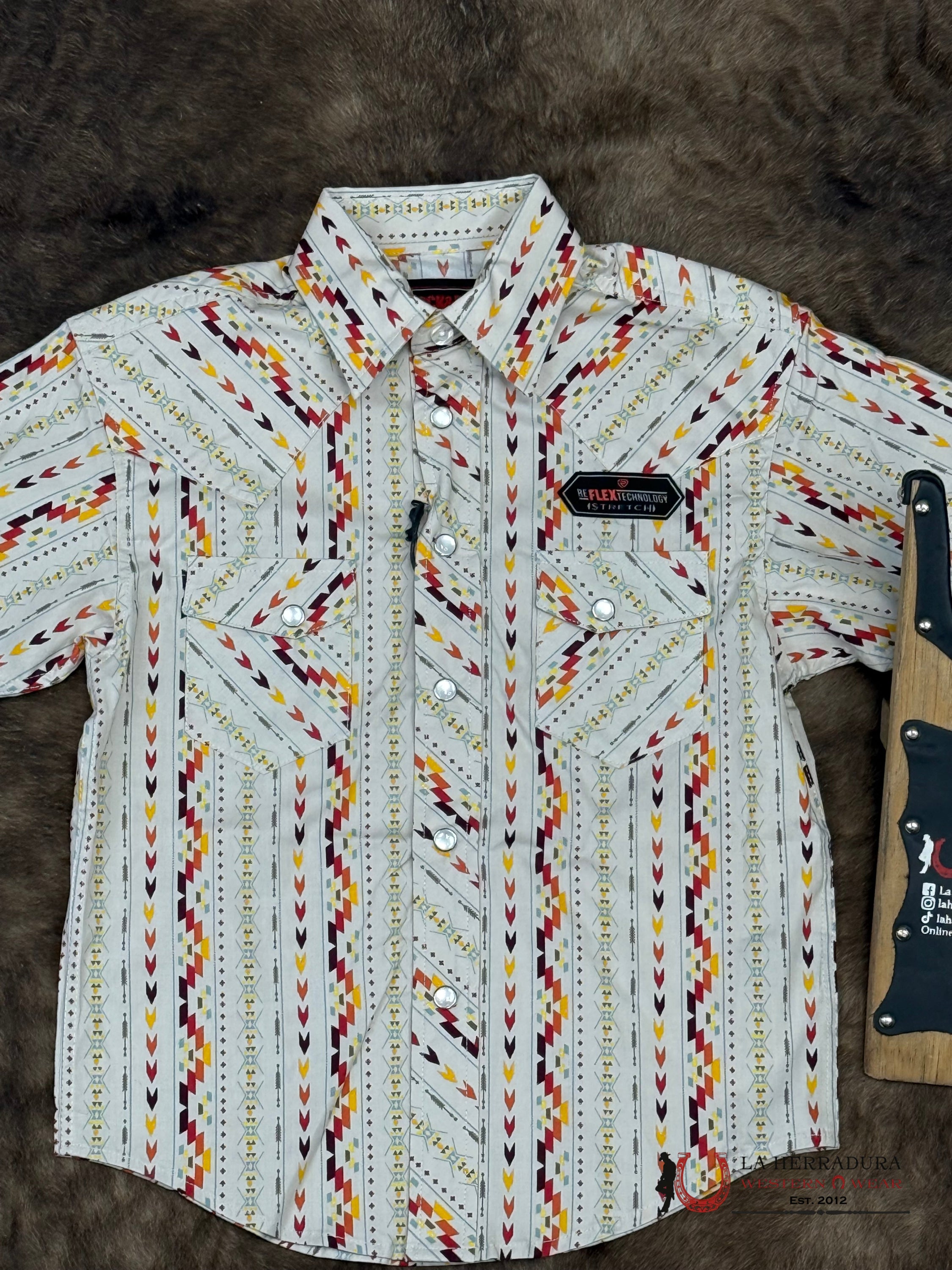 ROCK AND ROLL SHORT SLEEVE COLORFUL AZTEC STRIPE SHIRT - 5844 NIÑOS